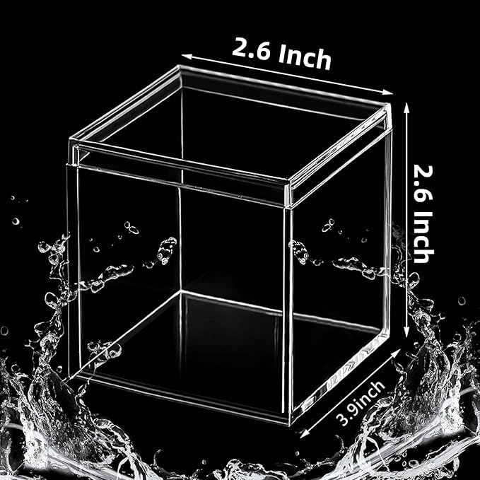 KissYou Acrylic Display Box with Lid 2 Pieces Clear Square Cube Jewelry Storage Contanier Wedding Candy Boxes - Image 2