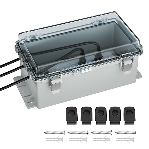 Joinfworld 9x5x4.3 Outdoor Extension Cord Cover for Outside Waterproof Outdoor Electrical Box Outlet Plug Cover Cord Protector Plastic Connection Box for Power Strip Lights Pump Controllers by Joinfworld