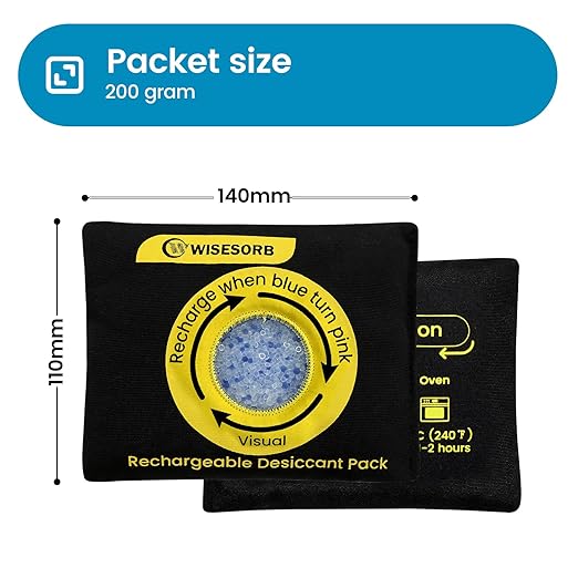 200g Reusable Silica Gel Desiccant, Color Indicating Rechargeable Desiccant Packs for Storage, Moisture Absorbers for Storage, Gun Safes, Suitcases, 3D Filaments, Electronics, Car[3 Pack] - Image 2