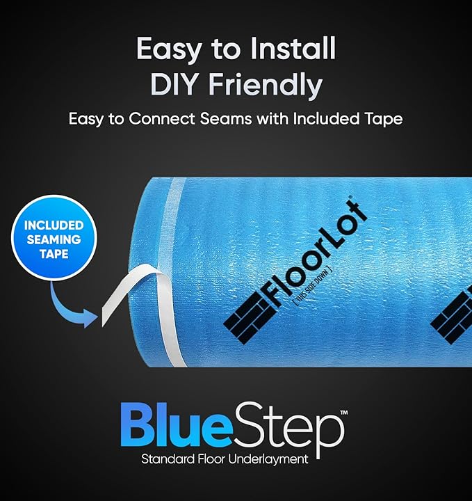 BlueStep Underlayment with Moisture Barrier for Laminate and Wood Floors, (200 sq.ft Roll) - Image 3