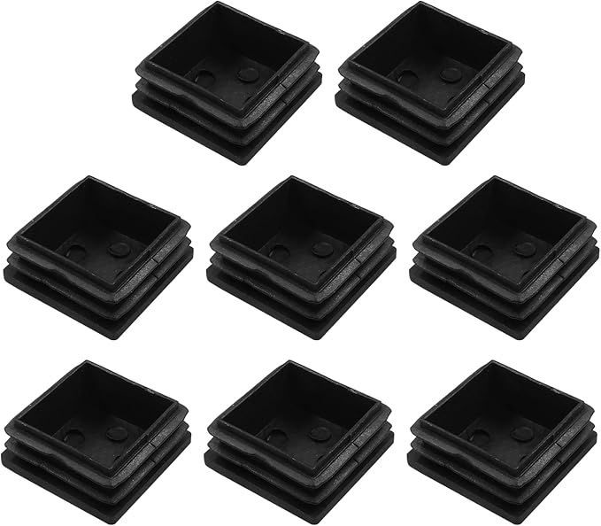 8 Pack 1-1/2" Square Plastic Plugs, Black Tubing End Caps Plugs Insert for Square Tube and Furniture Legs by Bonsicoky