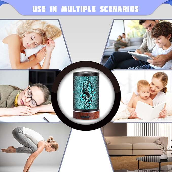 Essential Oils Diffuser,Aromatherapy Diffuser,Birthday Gifts for Women Mom Grandma,Metal Cool Mist Humidifier with 7 Colors Lights Waterless Auto Off Air Diffusers (A-Hummingbird) - Image 6