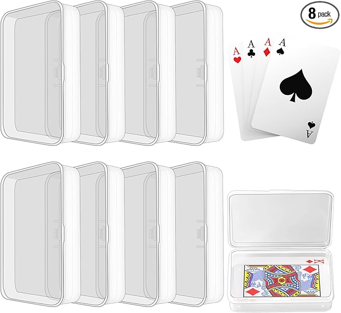 Blank Card Case, 8 Pack Clear Plastic Card Deck Box, Snaps Closed - Storage Box for Base Ball Trading Cards, Business Cards & More by Lenpestia