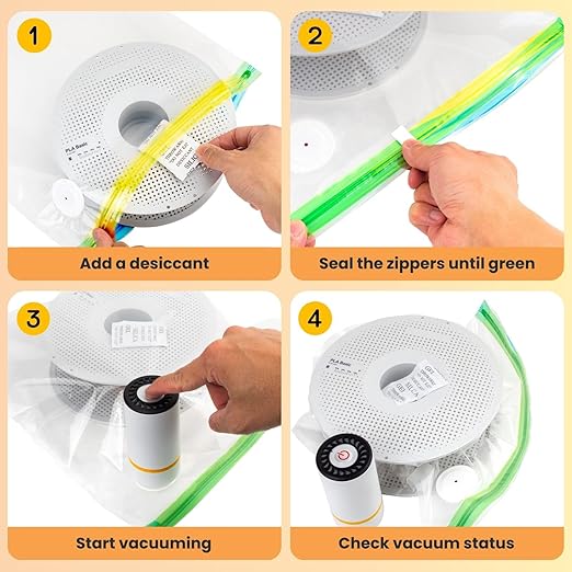3D Printer Filament Storage Bags Vacuum Storage Bags Kit 3D Printer Accessories with 20 Storage Bags (13x15 inches), 20 Desiccants, Auto Pump, 2 Sealing Clips, Dust Proof, Humidity Resistant - Image 9