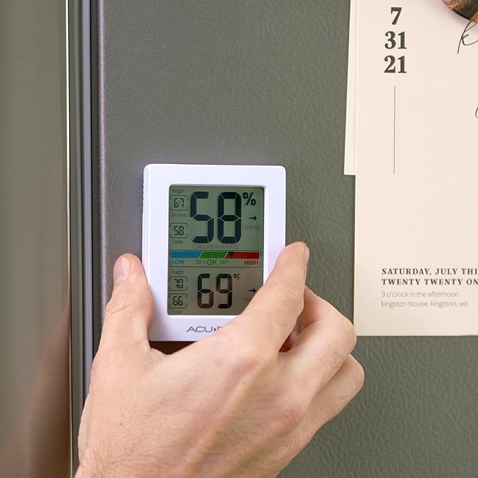 AcuRite Humidity Meter Hygrometer and Indoor Digital Thermometer with Temperature Gauge and Humidity Gauge, Room Thermometer Comfort Scale, 3 x 2.5 Inches, White (01083M) - Image 3
