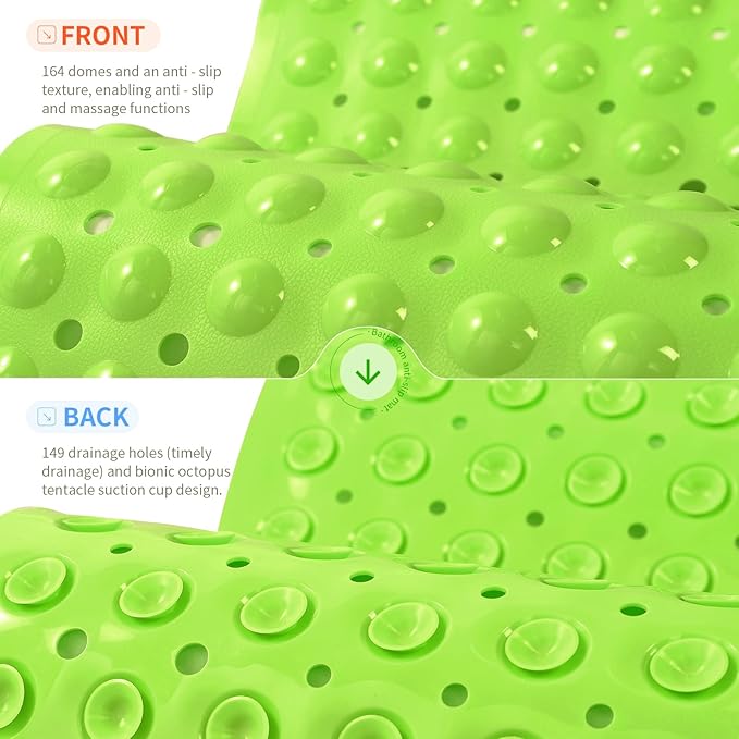 Anti-Slip Bathtub Shower mat, 20.8×20.8（Approximately 53×53cm） inch Soft Oversized Machine Washable Non-Slip Bathtub mat with Drainage Holes, Bathroom Floor Suction Cup.（1-Opaque Pea Green） - Image 2