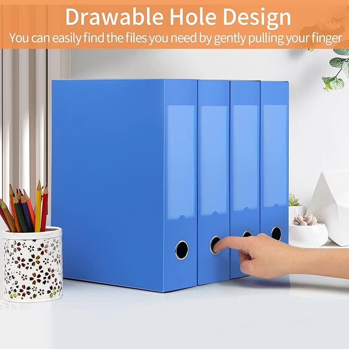 HUA JIE A4 Storage File Boxes Plastic Archives Cases with Lid, File Folder Organizer Document Filing Box for office,31×7.5×23.5 cm, Blue(Pack of 4) - Image 6