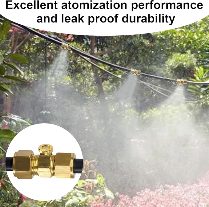 KUWAN 30pcs Brass Misting Nozzles for Cooling System 0.03" (0.8 mm) 10/24 UNC Garden (0.03) - Image 6