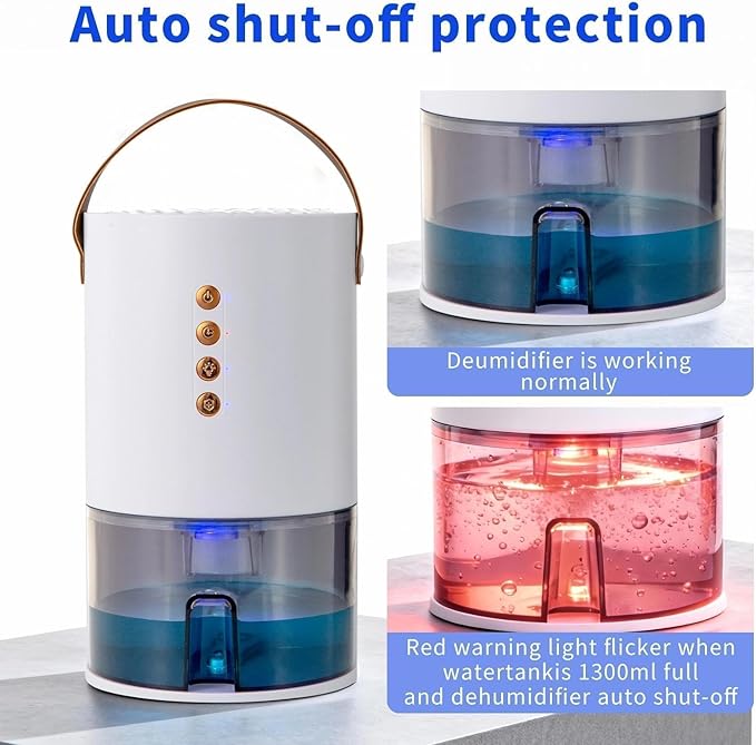 Dehumidifiers for Home, 60 Oz Small Dehumidifier for Basement. Portable Dehumidifier for Bedrooms, Bathrooms, Closets, and RVs, with Automatic Shut-off And Color Indicator Lights. - Image 2