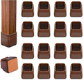 16pcs Square Chair Leg Floor Protectors, Felt Pads Chair Leg Protectors for Hardwood Floors, Silicone Furniture Feet Cups Covers Felt Pads, Prevents Scratches & Reduce Noise, Brown, Small by BAIPOK