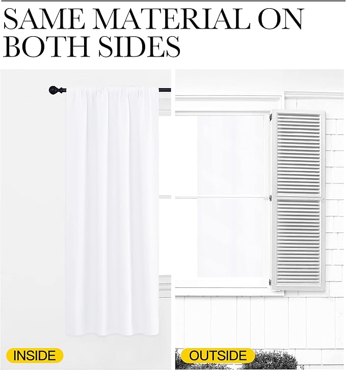 NICETOWN Room Darkening Curtains for Bedroom, Pure White, Set of 2 Panels, 62 x 84 Inch, Triple Weave Home Decoration Thermal Insulated Solid Drapes for Patio Door - Image 5