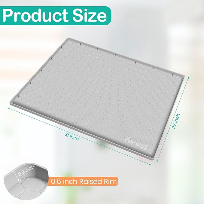 Waterproof Under Sink Mat 31" x 22", Silicone Cabinet Liner, Rubber Protector for Kitchen and Bathroom, Keeps Cabinets Clean, Dry, and Organized (Light Grey) - Image 2