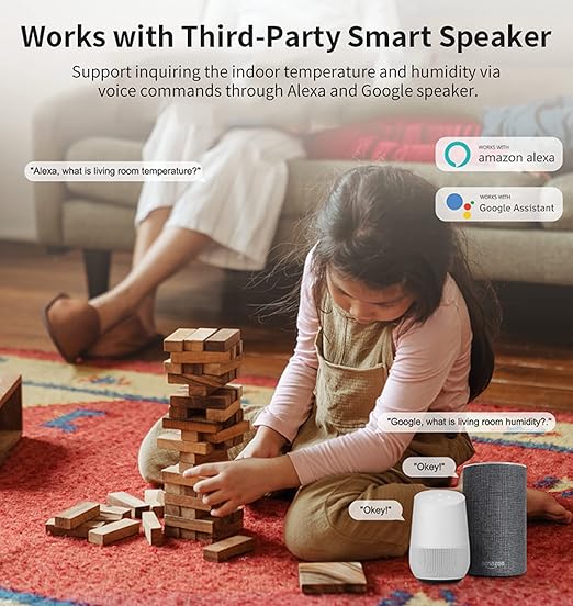 2-Pack WiFi Temperature Humidity Sensor: Indoor Thermometer Hygrometer with App Alert, Free Data Storage Export, Smart Temperature Humidity Monitor for Home Pet Greenhouse, Compatible with Alexa - Image 3