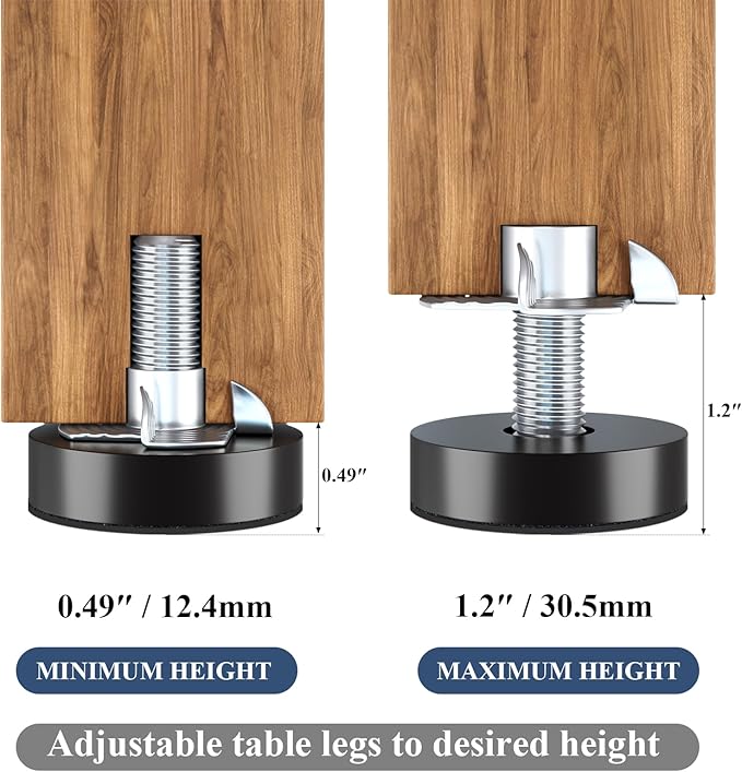 Adjustable Leveling Feet: T-Nuts & Floor Protectors, 24pcs M8 Thread with T-Nut Heavy Duty Furniture Levelers for Cabinets,Sofa,Tables,Chairs on Hardwood/Tile/Carpet - Image 9