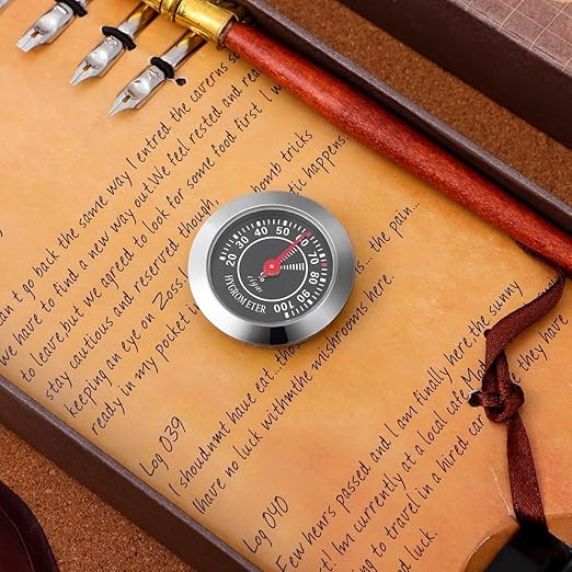 Humidor Hygrometer for Analog Hygrometer Humidor Accessory Humidity Gauge Alloy Stainless Steel Mechanical Pressure Gauge for Violin Case Home Use - Black, 1.5x1.5x0.4in - Image 6