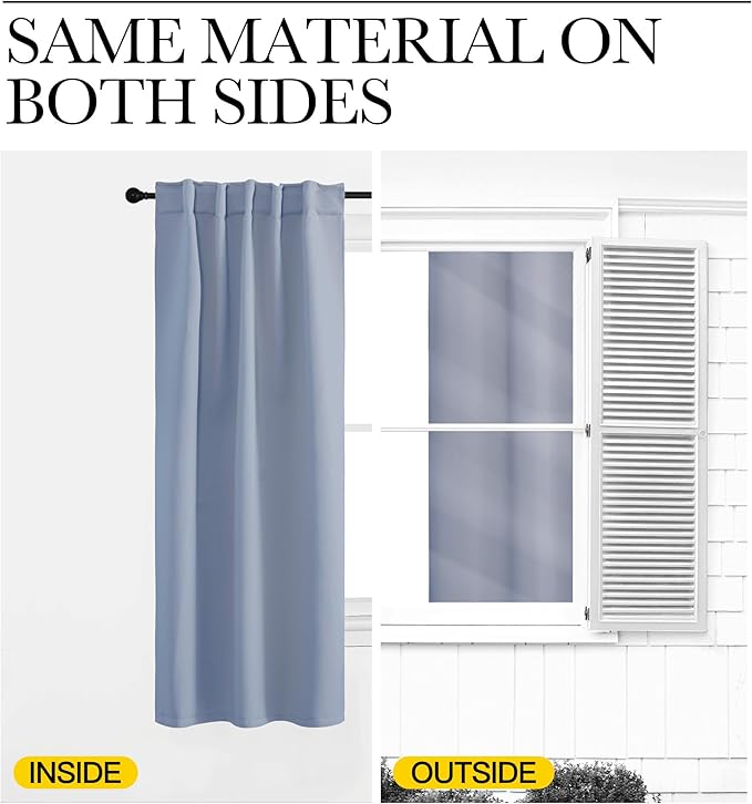 NICETOWN Blackout Window Curtains for Camper - (Vintage Blue Color) 42x40 Inch, 2 Panels Set, Thermal Insulated Room Darkening Blackout Drapes/Draperies with Rod Pocket & Back Tab for Loft - Image 6