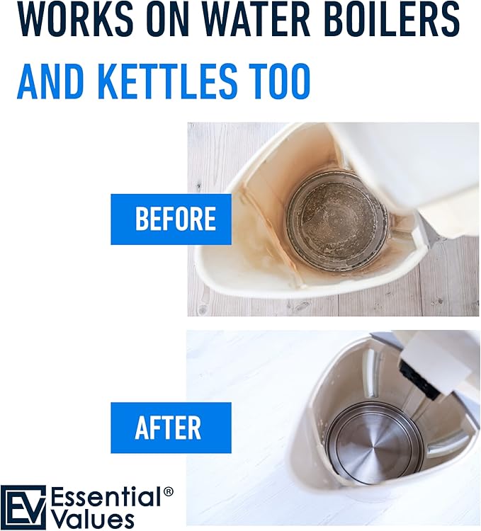 Essential Values Universal Descaler - Espresso Descaling Solution - Coffee Machine Cleaner - Critic Acid Tea Kettle Urn Water Distiller Cleaner - Manufactured in USA - 2 Pack - Image 7