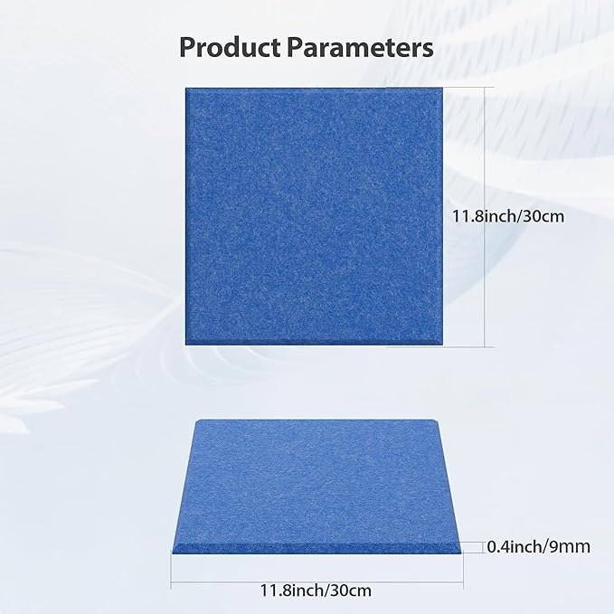 12 Pack Acoustic Panels Self Adhesive Sound Proof Foam, High Density Sound Acoustic Panel, 12X12X0.4 Inch Square Panels in Home, Office, Reccording Room, Studio,and more(Sky Blue) - Image 6