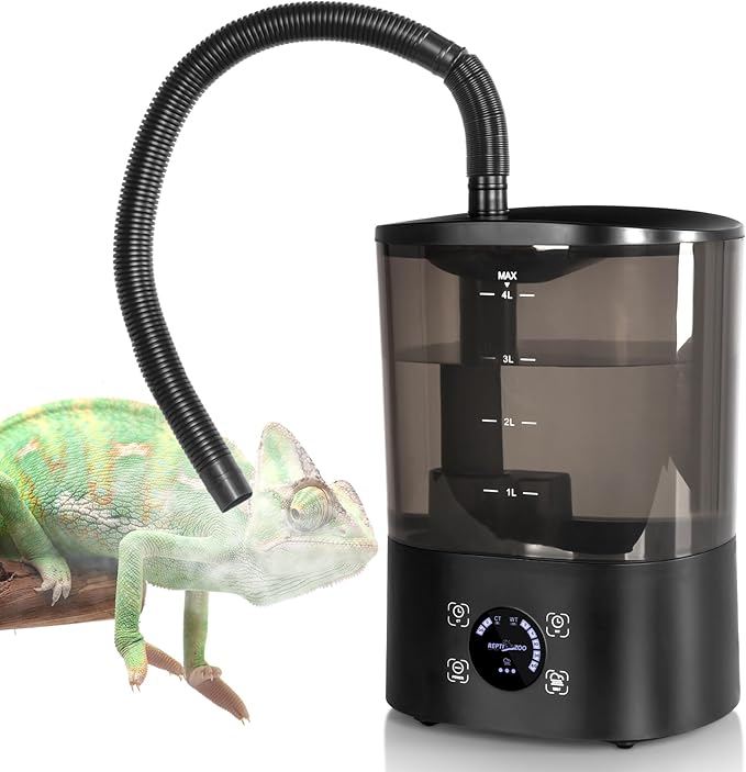 REPTI ZOO 4L Reptile Fogger Mister, Reptile Humidifier with Integrated Water Tank Design for Reduced Leaking, Ultra Quiet Terrariums Digital Tank Timing Humidifier, Intermittent Humidification Fogger by REPTIZOO