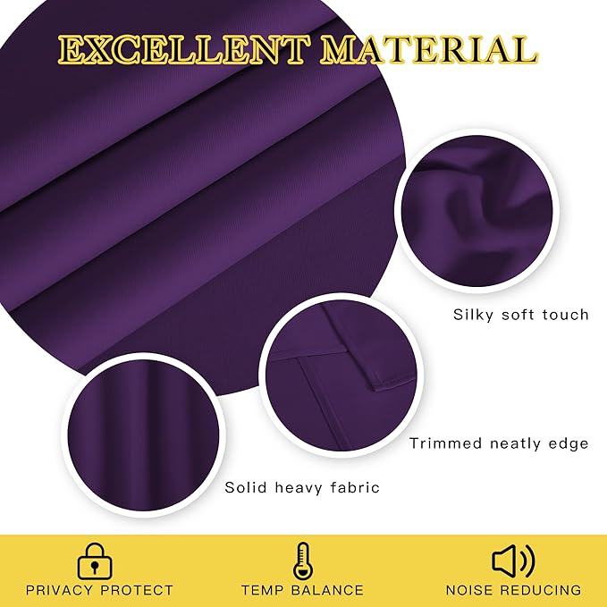 NICETOWN Patio Door Curtain Sound Blocking, Bedroom Privacy Room Divider Curtain, Thermal Insulated Blackout Closet Sliding Door Shade (1 Panel, 100" Wide x 120" Long, Royal Purple) - Image 2