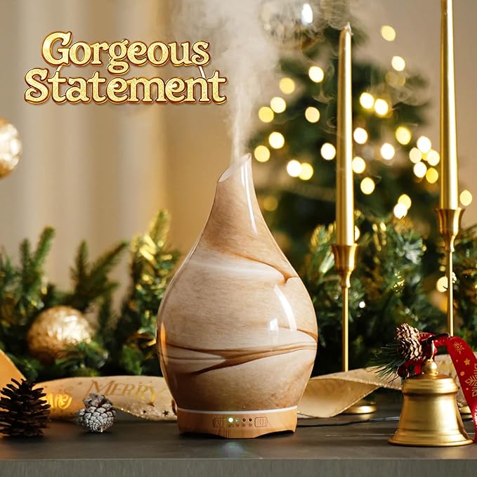 Porseme 280ml Essential Oil Diffuser Glass Color Changing Aroma Air Diffusers Aromatherapy Ultrasonic Cool Mist Humidifier 7 Running Hours Waterless Auto-Off for Sleeping, Yoga, Office, Spa (Desert) - Image 4