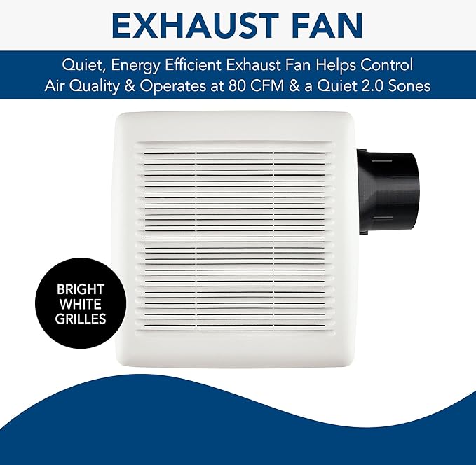 Broan-NuTone A80 Ventilation Fan with Roomside Installation, 80 CFM, 2.0 Sones White - Image 2