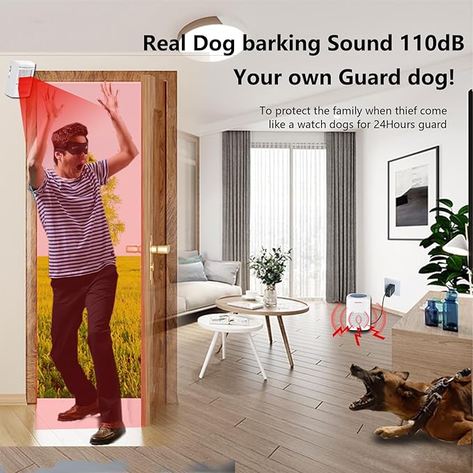 Dog Barking Alarm Motion Detector Outdoor Pir Human Body Motion Sensor Alarm Electronic Deterrent Motion Activated Home Security (2 Detectors+ 1 Receiver) - Image 2