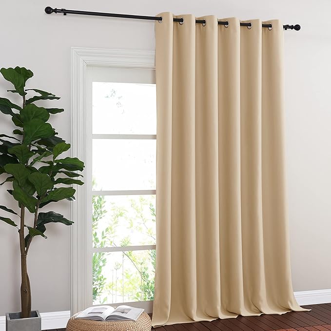 NICETOWN Sliding Door Curtain Window Treatment, Blackout Patio Door Curtain Panels Privacy Thermal Insulated Drapes for French/Patio Door (1 PC, Biscotti Beige, W80 x L95) - Image 8