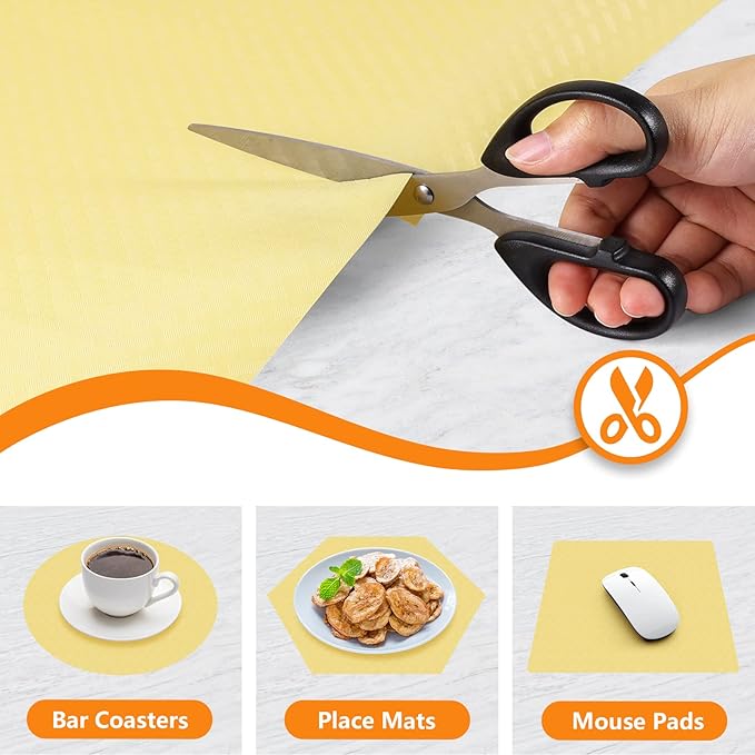Shelf Liners for Kitchen Cabinets Refrigerator Liners Waterproof Kitchen Cupboard Liner Non Adhesive Drawer Mats EVA Material Fridge Liner for Shelves - Yellow Beige 11.8 x 393.7 Inches - Image 4