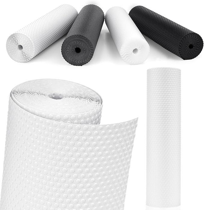 Drawer Liners, Waterproof Shelf Liner, Anti-Slip Non-Adhesive BPA Free Kitchen Cupboard Cabinet Liner Refridge Fridge Mats Sink Protector Strong Durable for Home (White/19.7in x 20Ft) by MooiFun