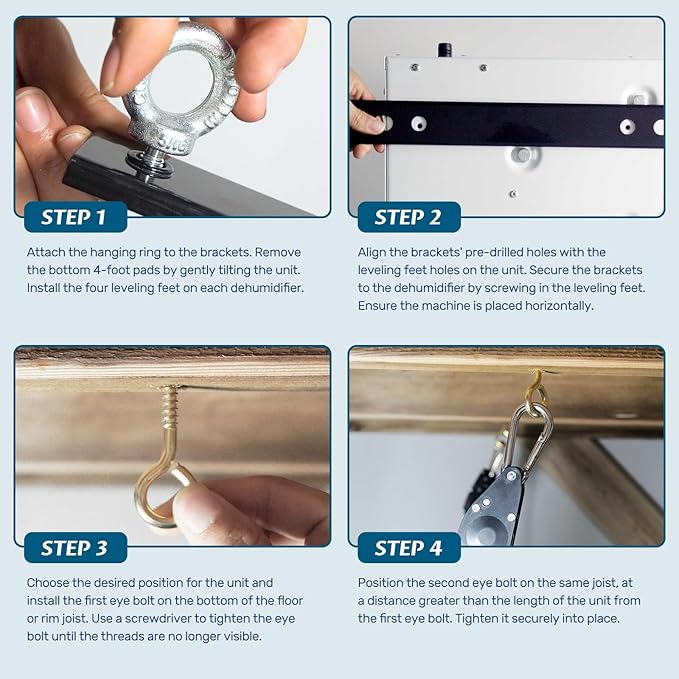ARGENDON Hanging Kits for Compact Dehumidifiers, Easy Way to Raise and Lower Dehumidifier, Helps Reduce Noise and Vibration of the Unit, Suitable for ARGENDON Crawl Space Dehumidifier Black - Image 5