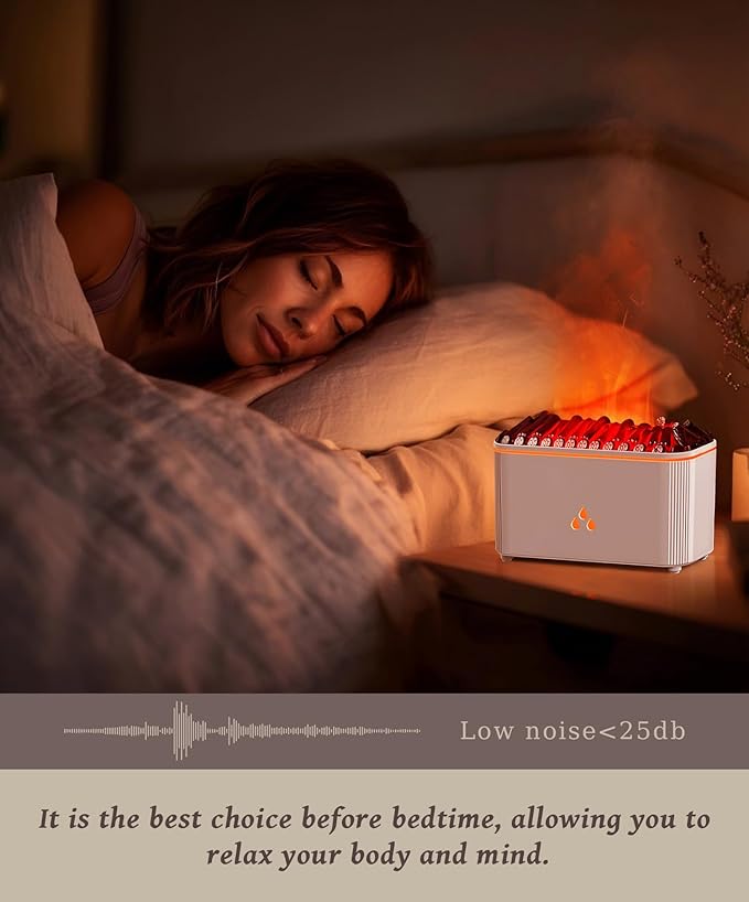 Essential Oil Diffuser, Flame Air Aromatherapy Diffuser, 7 Color Changing Light, Aromatherapy Humidifier with Auto Shut-Off for Home, Bedroom, Yoga, Spa(White) - Image 2