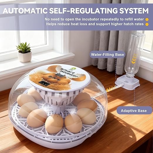 1st Gen - 12 Egg Automatic Incubator, Steady Humidity with Auto-Refill, Stable Temp Control, Auto Egg Turning, Candler, Real-Time Display for Hatching Chicken, Goose, Duck, Quail, Pigeon, and Turkey - Image 5