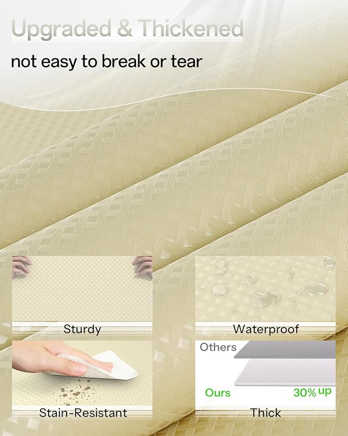 Shelf and Drawer Liner for Kitchen Cabinet, Non-Adhesive 18in x 360in Waterproof Contact Paper Refrigerator Liners Thickened Durable EVA Material Non Slip Mat for Dresser Cupboard Pantry Protector - Image 2
