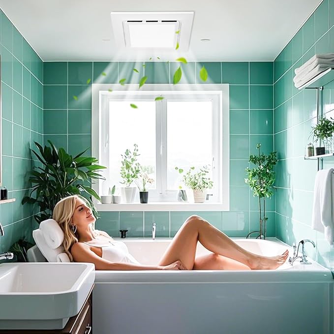 9.8" Panel Bathroom Exhaust Fan with Light, Bathroom Ventilation Fan with 12W 6500K LED Light, 120 CFM 1.0 Sones Low Noise, 4 Inch Duct Quiet Square Fan for Home Bath Restroom Hotel Office - Image 4
