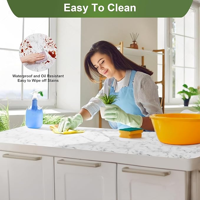 Moriah Shelf Liner Non Adhesive, Kitchen Drawer Liner Non Slip Waterproof Thickened Cabinet Protector for Bathroom Dresser Shelves Pantry(Marble,17.5'' x 20') - Image 3