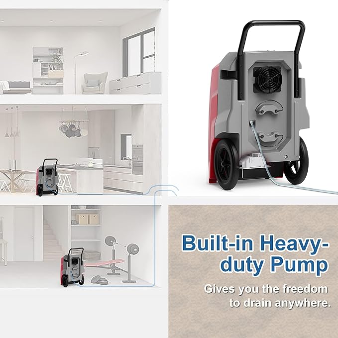 ALORAIR Storm Pro Commercial Dehumidifier 180 PPD, LGR Portable Dehumidifier with Pump, cETL Listed, 6 Years Warranty, LCD Display, for Clean-Up, Flood, Moisture - Image 3
