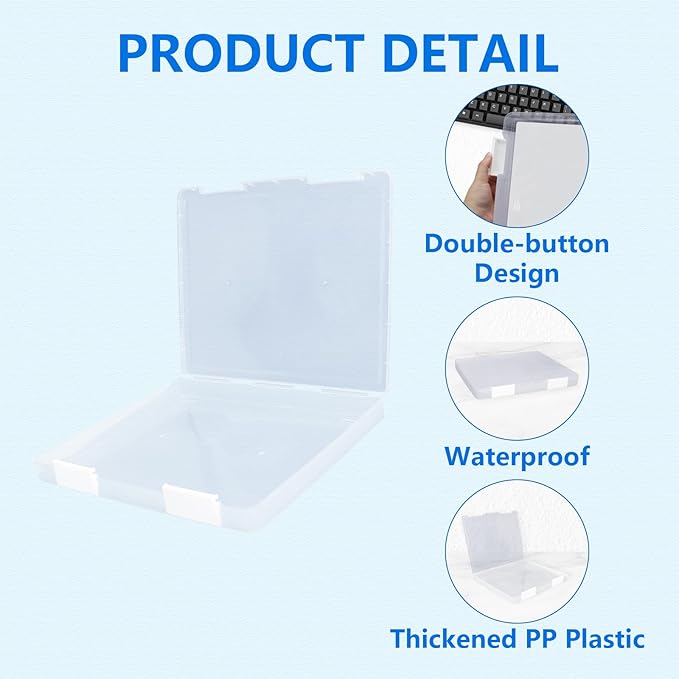 3 Pcs Clear A4 File Storage Boxes with Buckle Closure - A4 Clear Plastic Document Storage Boxes for Crafts, Art Supplies, Document and Magazine Organization - 12.4 x 9.6 x 1.2 Inches - Image 4