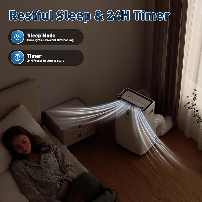14,000 BTU Portable Air Conditioners Cool Up to 700 Sq.Ft, Portable AC Unit with WiFi & Remote/Sleep Mode/Auto Swing Fans, Cool, Heat, Dehumidifier & Fan 4 in 1 Air Conditioner for Room, Garage - Image 7