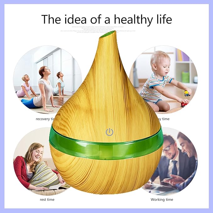 FULLBELL Cool Mist Humidifier, 300ML, 10-20 Hours Runtime, 7 Color Lights, 2 Modes, 24db Quiet, Black (Light Brown-300ML) - Image 6