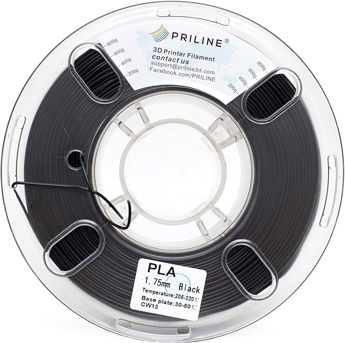 PLA Filament 1.75mm, PRILINE PLA 3D Printer Filament, 1kg Spool (2.2lbs) 3D Printing Filament Fits for Most 3D Printers, Dimensional Accuracy +/- 0.02mm,Black - Image 4