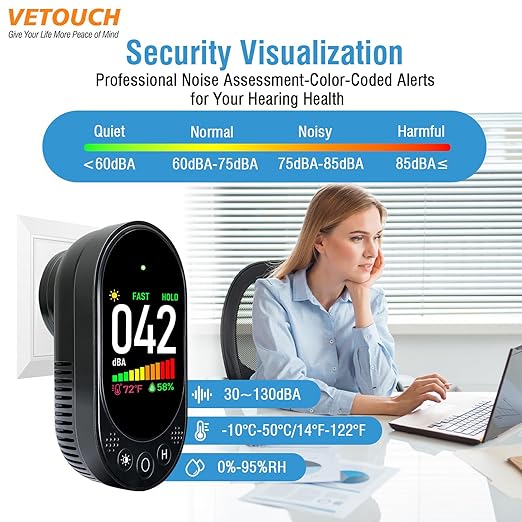 Portable Plug-In Noise Detector, 3-In-1, Temperature/Humidity Simultaneous Monitoring, High-Definition Large Screen Accurate Data Reading, Intelligent Graded Alarm, Suitable For Various Venues - Image 4