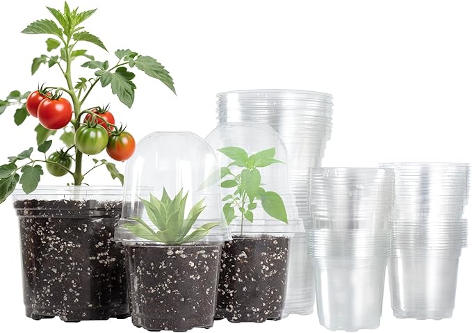 36 Packs 5/4/3.5 Inch Clear Nursery Pots with Humidity Domes, Transparent Plant Pots with Drainage Holes, Variety Pack Seedling Pots for Vegetable Propagation, Root Cutting, Seed Starting by Bluepro