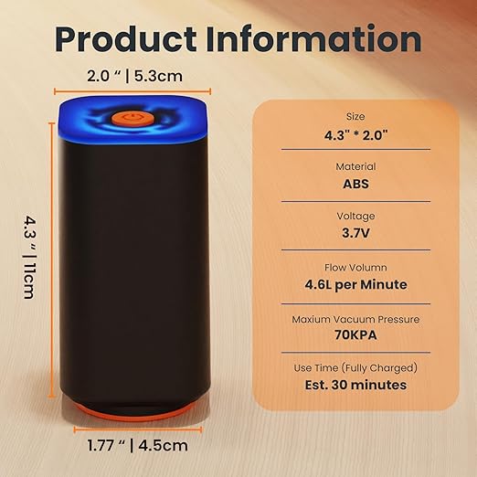 3D Printer Filament Vacuum Pump 1200mAh Portable Air Pump for Storage Bags Powerful Vacuum Pump for Home Storage & Fast Deflate - Image 5