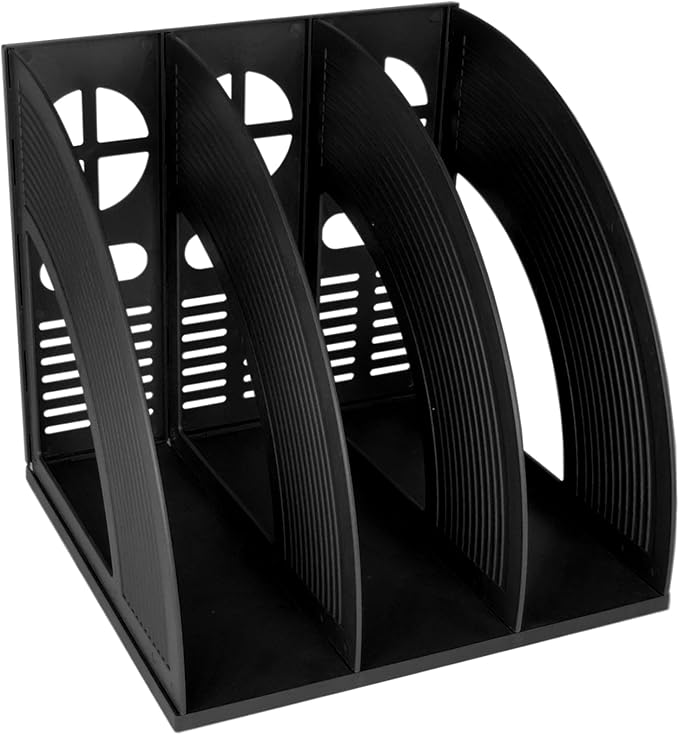 SAYEEC Magazine Holder Sturdy Binder Holder Desk File Sorter Plastic File Folder Organizer Stand Book Shelf Dividers Vertical Storage Rack Desktop Bookshelf Display Box for Office School Home (Black) by SAYEEC