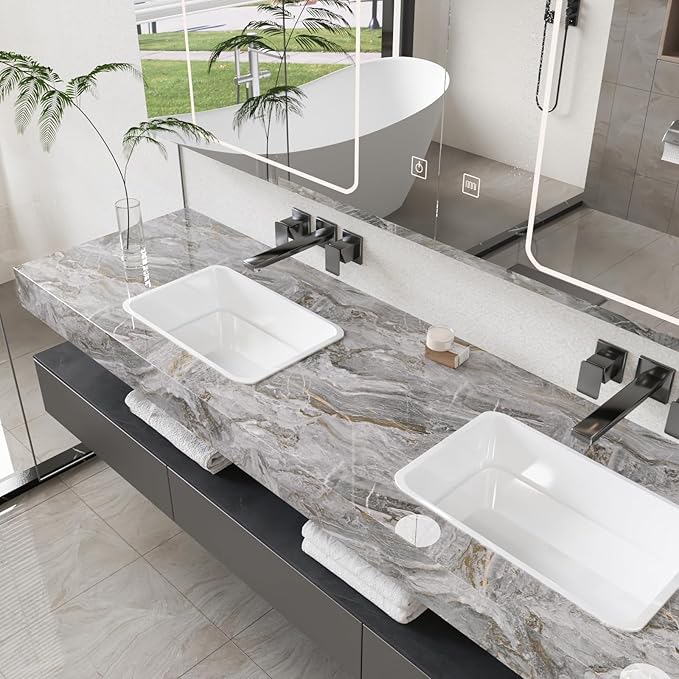 CRE8TIVE Slate Grey Gold Marble Wallpaper Peel and Stick Glossy Marble Contact Paper for Countertops Waterproof 12"x354" Thick Self Adhesive Removable Wallpaper for Bathroom Bedroom Cabinets Shelves - Image 4