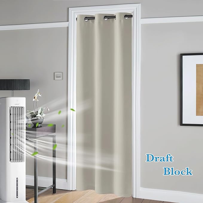 RYB HOME Temporary Doorway Curtains Blackout Privacy Room Divider Curtains Portable Drapes for Closet Wall Panel for Bedroom Living Room Dining Basement Window, W 60 x L 108 inches, Natural by RYBHOME