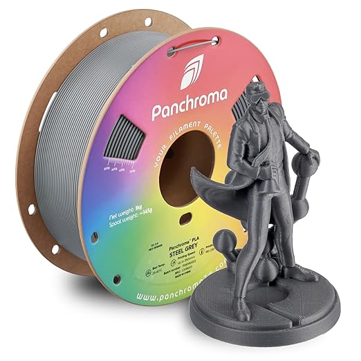 Panchroma PLA Steel Grey 3D Printer Filament, 1.75mm, 1kg Spool, Easy to Print, High Speed Printing, Tangle Free, AMS Compatible, Perfect for Toys, Decor, Miniatures, Models & Cosplay by Polymaker