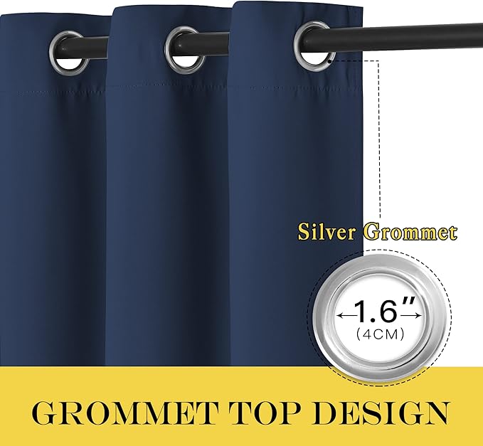NICETOWN Blackout 110 inch Sliding Door Curtain, Grommet Thermal Insulated Room Darkening Window Treatment Divider for Bedroom/Living Room, Navy, W66 x L110, 1 Panel - Image 3