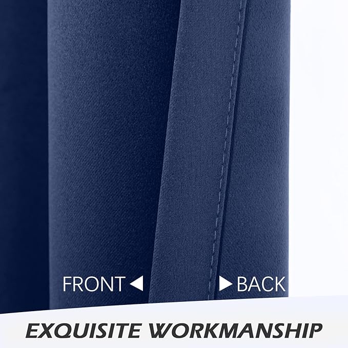 MYSKY HOME Navy Blue Blackout Curtains, 80 x 52 Inch, Grommet, Privacy, Room Darkening, Single Panel, Living Room/Bedroom - Image 5